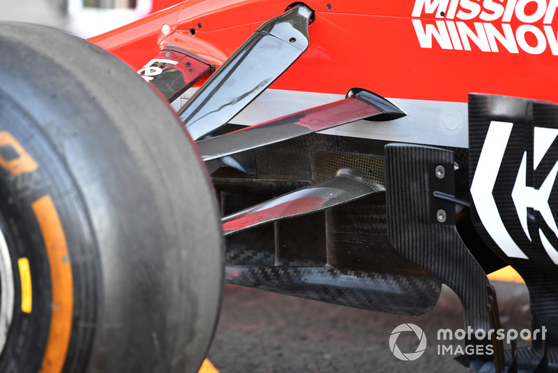 Vista de las paletas giratorias de Ferrari que se presentaron como parte de un paquete de actualización más grande para el Gran Premio de Rusia.