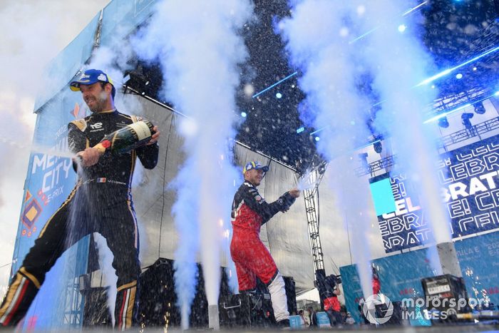 Podio: tercer lugar Jean-Eric Vergne, DS Techeetah, segundo lugar Andre Lotterer, Porsche,