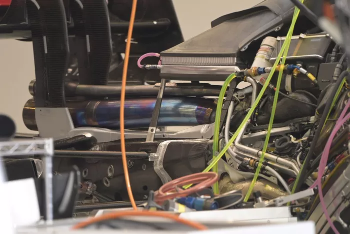 Detalle del motor del Alfa Romeo Racing C41