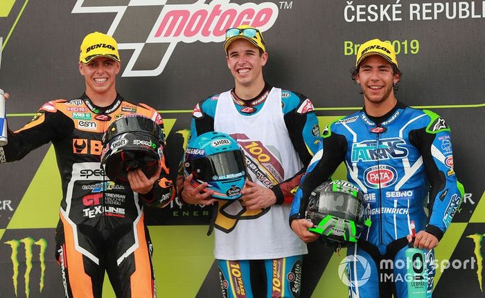 Podio: Alex Márquez, Marc VDS Racing, segundo lugar Fabio Di Giannantonio, Speed Up Racing, tercer lugar Enea Bastianini, Italtrans Racing Team.