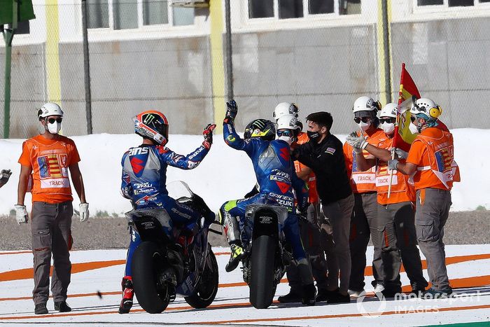 Ganador Joan Mir, Team Suzuki MotoGP, segundo lugar Alex Rins, Team Suzuki MotoGP