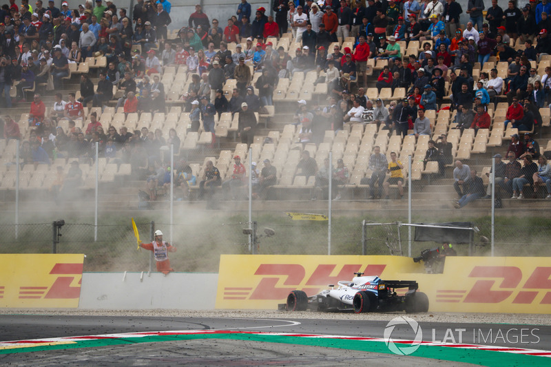 Lance Stroll, Williams FW41, sort dans les graviers