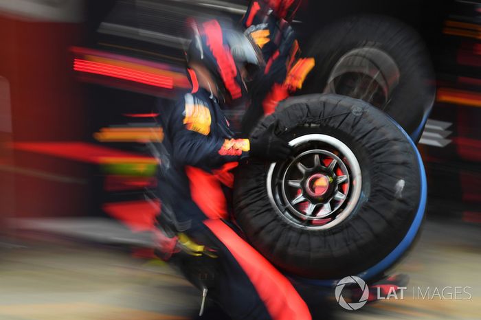 Mecánico Red Bull Racing y neumático Pirelli