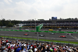 Sebastian Vettel, Ferrari SF70H leads at the start of the race