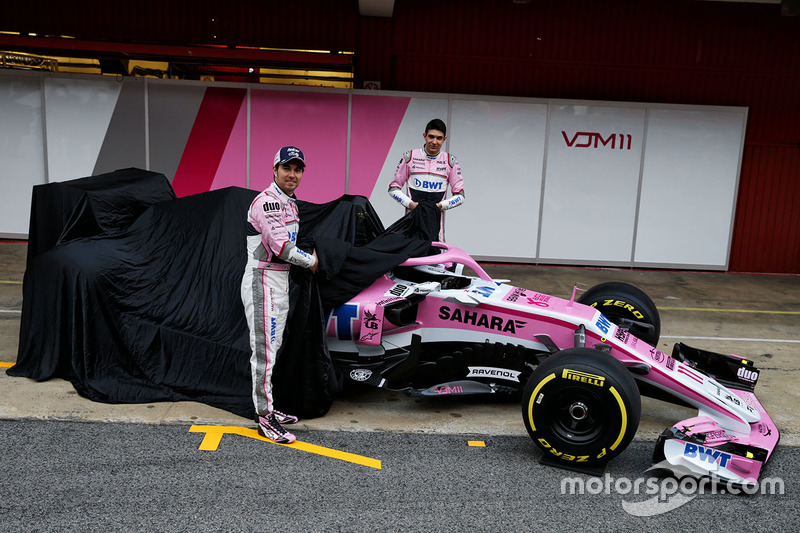 Sergio Perez, Sahara Force India and Esteban Ocon, Sahara Force India F1 unveil the new Sahara Force India VJM11