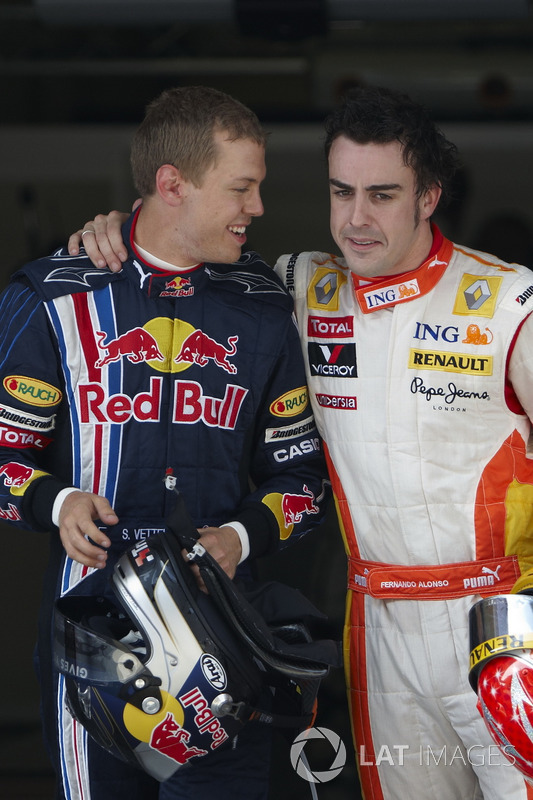 Sebastian Vettel, Red Bull Racing et Fernando Alonso, Renault F1 Team