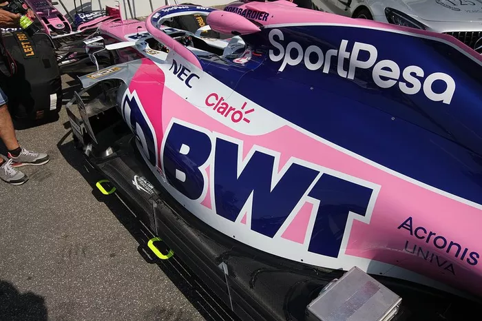 Detalle de la carrocería trasera del Racing Point RP19