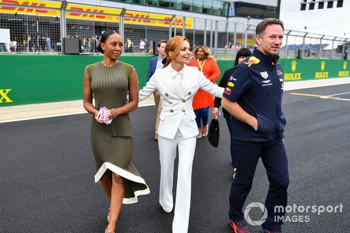 Melanie C, Geri Horner y Christian Horner, Team Principal, Red Bull Racing