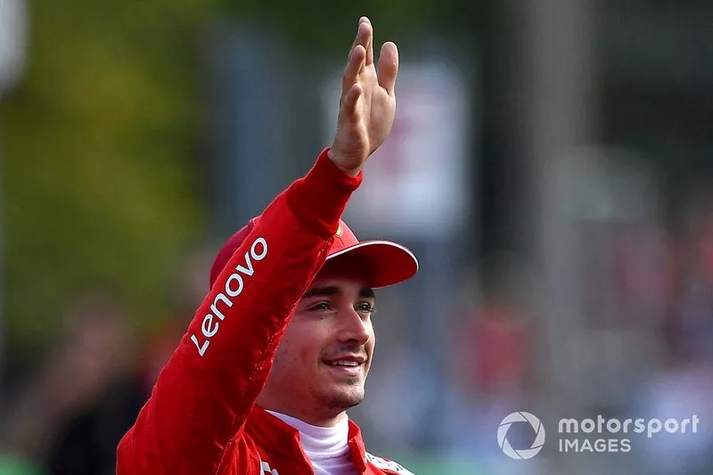 Pole man Charles Leclerc, Ferrari, festeggia