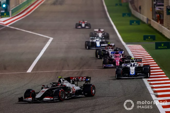 Kevin Magnussen, Haas VF-20, Nicholas Latifi, Williams FW43, Sergio Pérez, Racing Point RP20, Antonio Giovinazzi, Alfa Romeo Racing C39