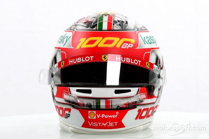 El casco de Charles Leclerc, Ferrari en Mugello