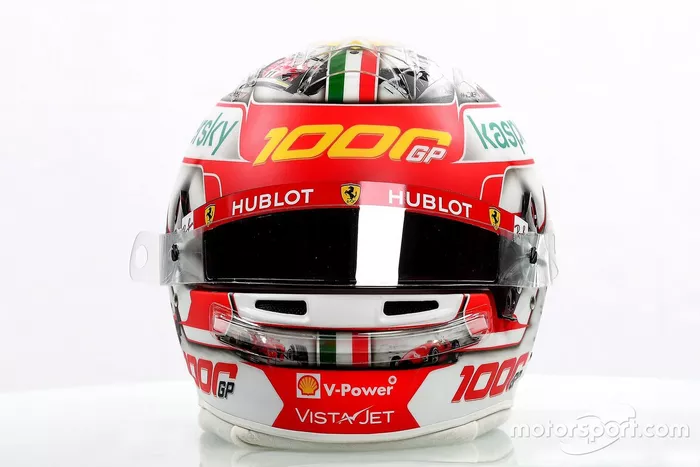 El casco de Charles Leclerc, Ferrari en Mugello
