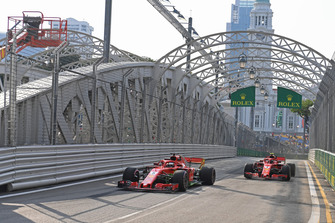 Sebastian Vettel, Ferrari SF71H and Kimi Raikkonen, Ferrari SF71H