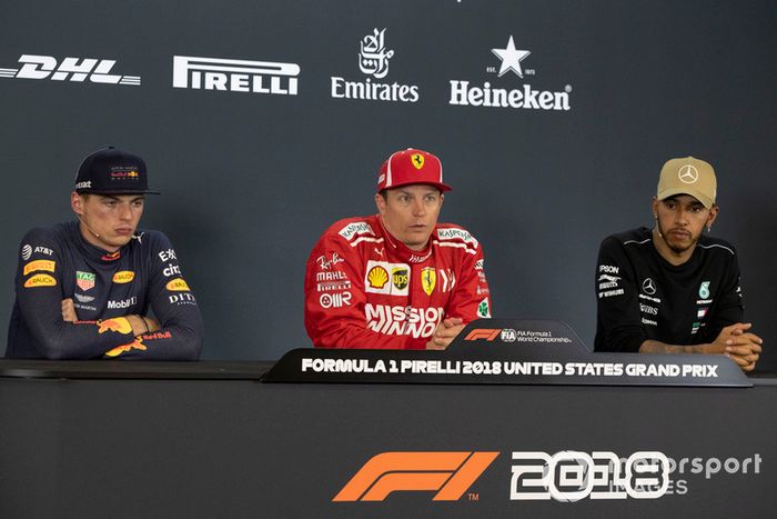 Max Verstappen, Red Bull Racing, Kimi Raikkonen, Ferrari y Lewis Hamilton, Mercedes AMG F1
