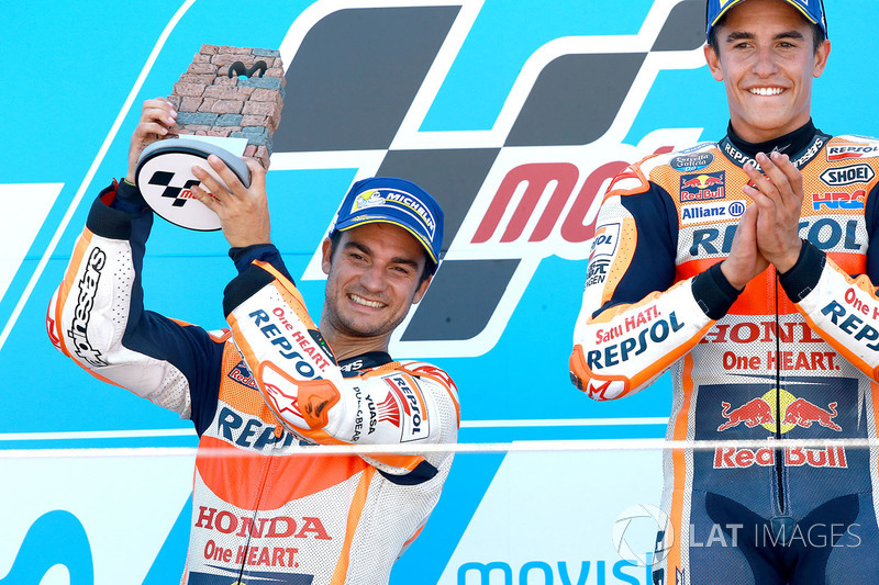 Podium: Race winner Marc Marquez, Repsol Honda Team, second place Dani Pedrosa, Repsol Honda Team