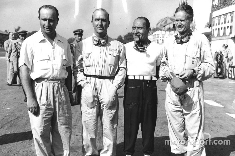 Equipo Alfa Romeo: Juan Manuel Fangio, Giuseppe Farina, Felice Bonetto y Emmanuel de Graffenried