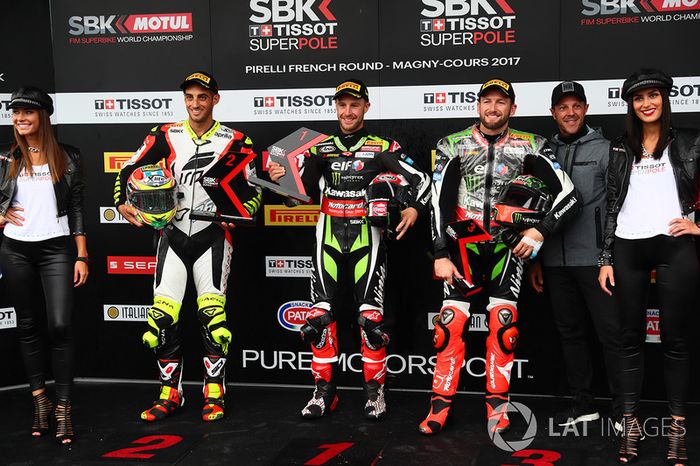 Superpole: pole, Jonathan Rea, Kawasaki Racing, segundo, Leandro Mercado, IodaRacing Team, tercero, Tom Sykes, Kawasaki Racing