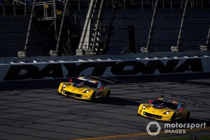 #3 Corvette Racing Corvette C7.R, GTLM: Jan Magnussen, Antonio Garcia, Mike Rockenfeller, #4 Corvette Racing Corvette C7.R, GTLM: Oliver Gavin, Tommy Milner, Marcel Fassler