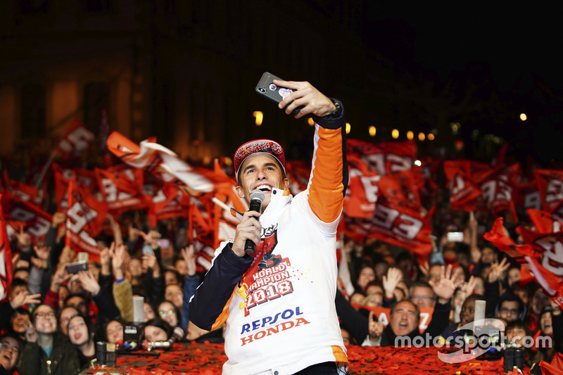 Il Campione 2018 Marc Márquez, Repsol Honda Team festeggia a Cervera