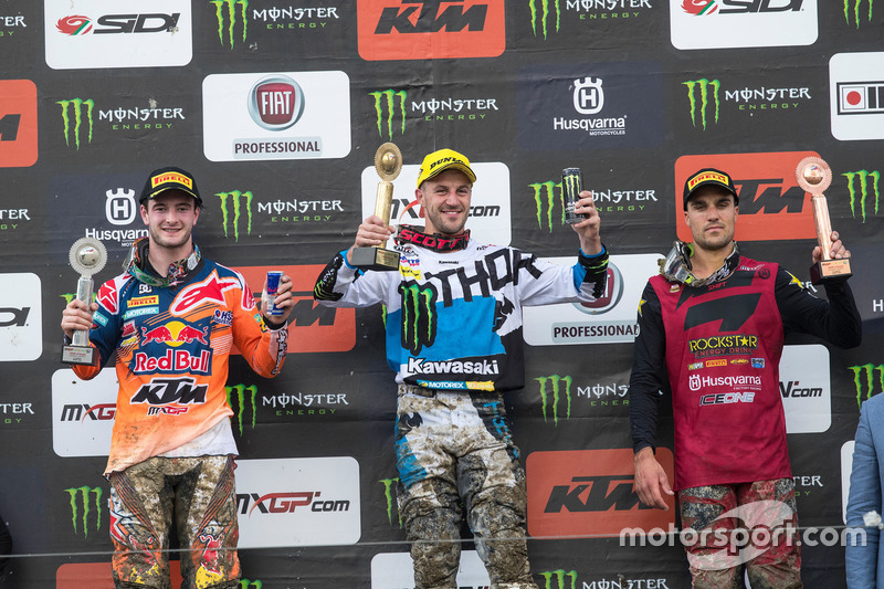 Podium: ganador, Clément Desalle, Monster Energy Kawasaki Racing, segundo, Jeffrey Herlings, KTM Fac