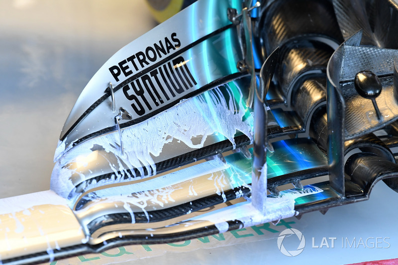 Mercedes-AMG F1 W09 front wing detail with aero paint
