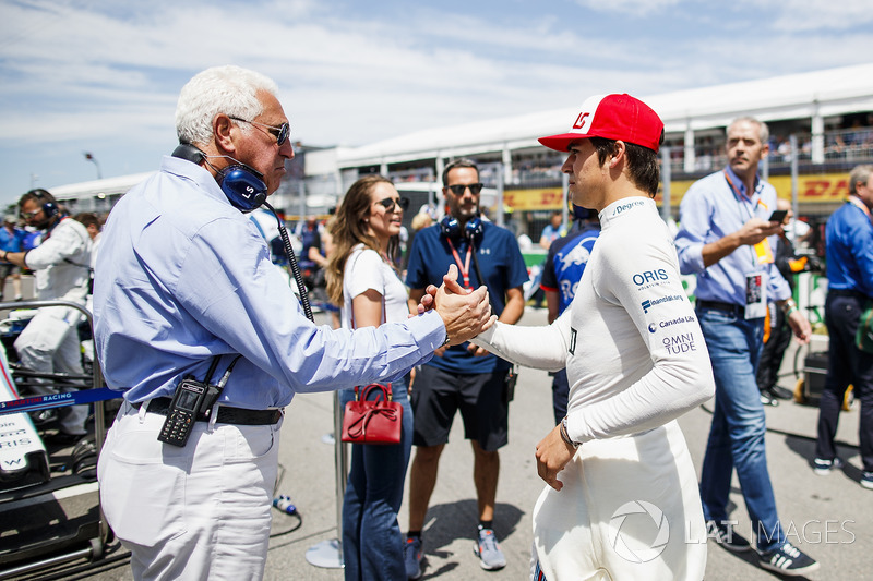 Lawrence Stroll wishes good luck to his son Lance Stroll, Williams Racing, on the grid