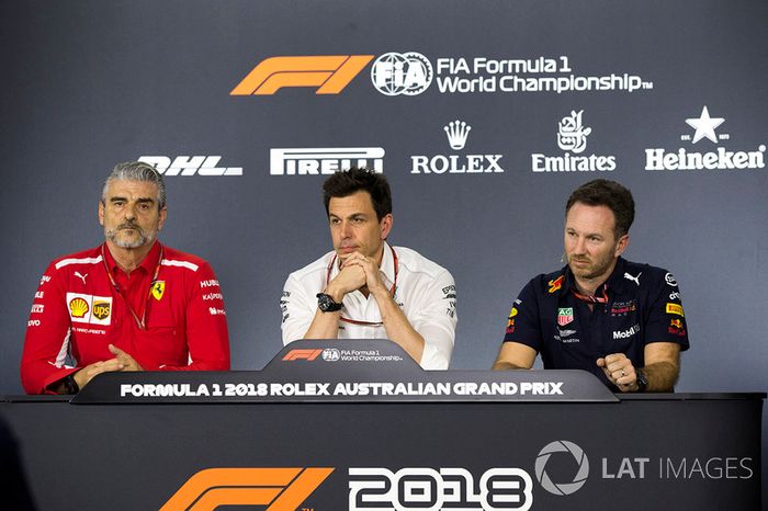 Maurizio Arrivabene, Toto Wolff y Christian Horner