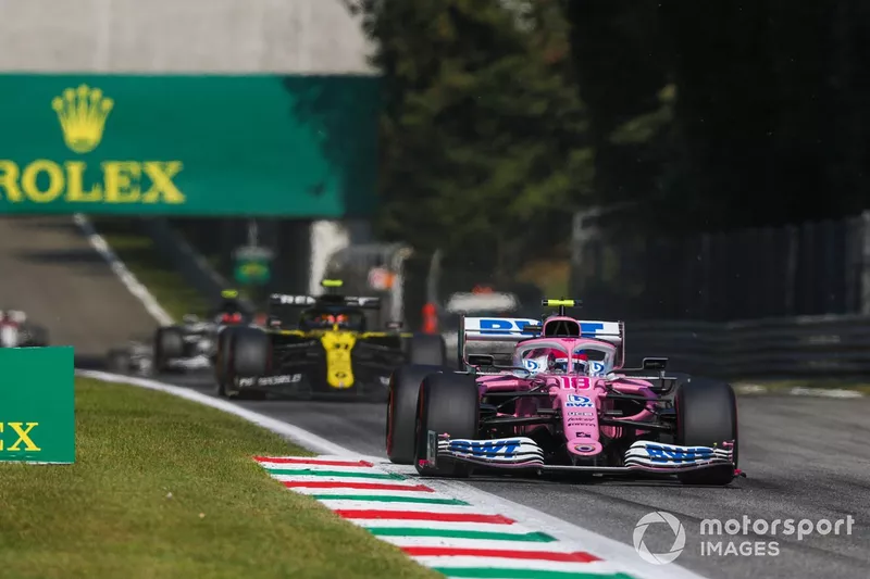 Lance Stroll, Racing Point RP20, Esteban Ocon, Renault F1 Team R.S.20