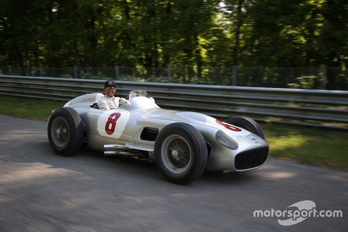 Lewis Hamilton y Sir Stirling Moss en Monza