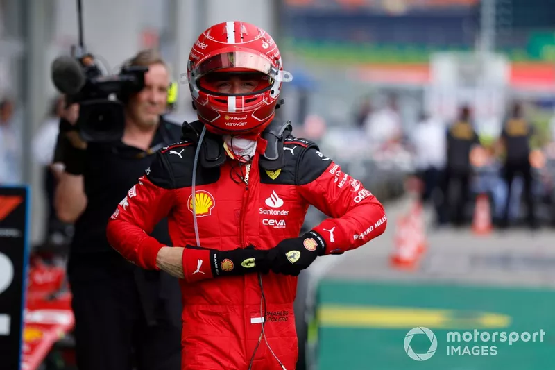 Charles Leclerc, Scuderia Ferrari, 2° posizione, in Parco chiuso