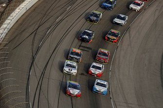 Joey Logano, Team Penske, Ford Fusion AAA Insurance, Ryan Blaney, Team Penske, Ford Fusion Accella/Carlisle, Kevin Harvick, Stewart-Haas Racing, Ford Fusion Mobil 1, Brad Keselowski, Team Penske, Ford Fusion Wurth, restart