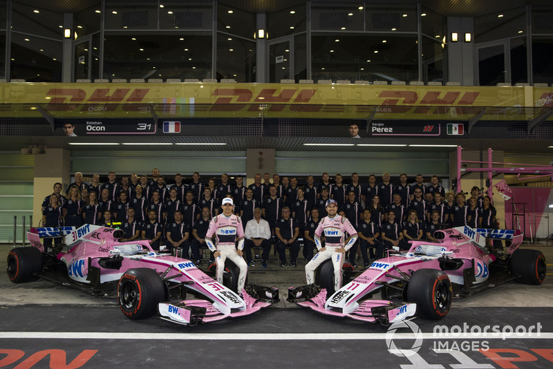 Esteban Ocon, Racing Point Force India and Sergio Perez, Racing Point Force India at the Racing Point Force India F1 Team Photo 