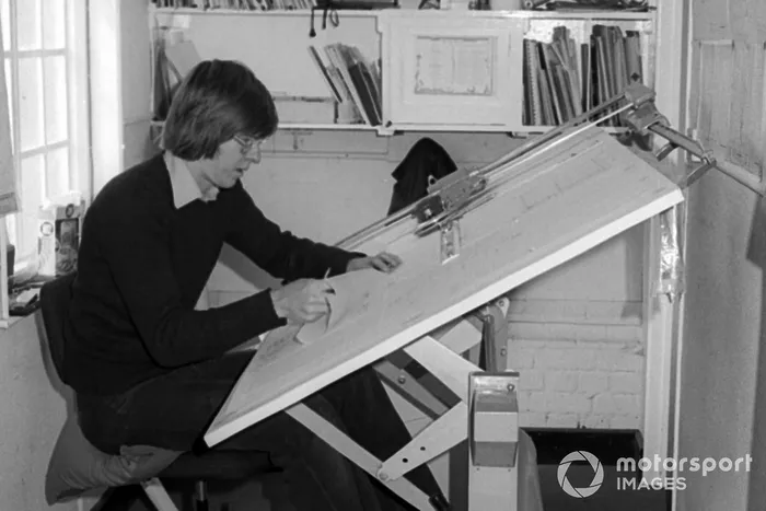 Richard Divila,  Copersucar Fittipaldi Designer, works on the FD04 at the team headquarter