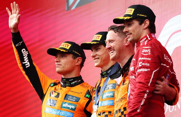 Charles Leclerc, Ferrari, Lando Norris, McLaren, Oscar Piastri, McLaren