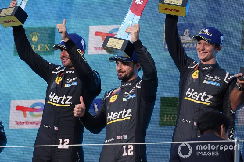 Podium WEC Cup: #12 Hertz Team Jota Porsche 963: Will Stevens, Callum Ilott, Norman Nato