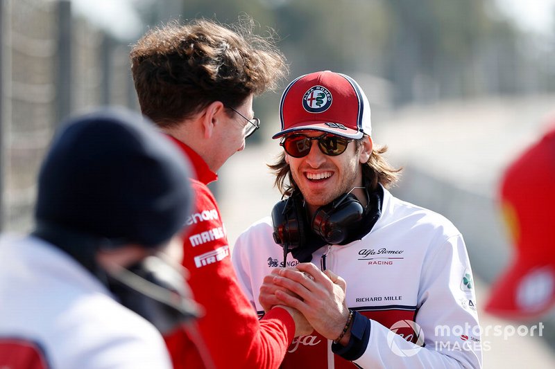 Mattia Binotto, Ferrari Team Principal, Antonio Giovinazzi, Alfa Romeo Racing