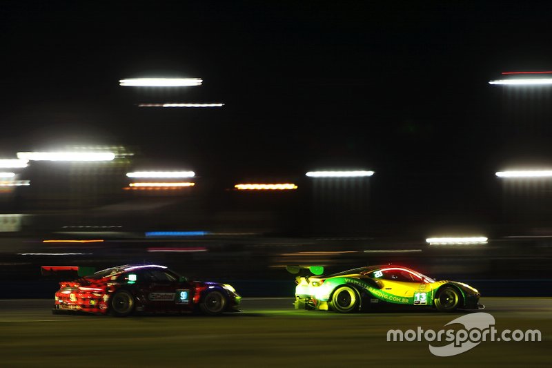 #13 Via Italia Racing Ferrari 488 GT3: Chico Longo, Victor Franzoni, Marcos Gomes, Andrea Bertolini, #9 Pfaff Motorsports Porsche 911 GT3 R: Scott Hargrove, Zacharie Robichon, Lars Kern, Dennis Olsen