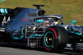 Lewis Hamilton, Mercedes-AMG F1 W10 munie de capteurs aérodynamiques