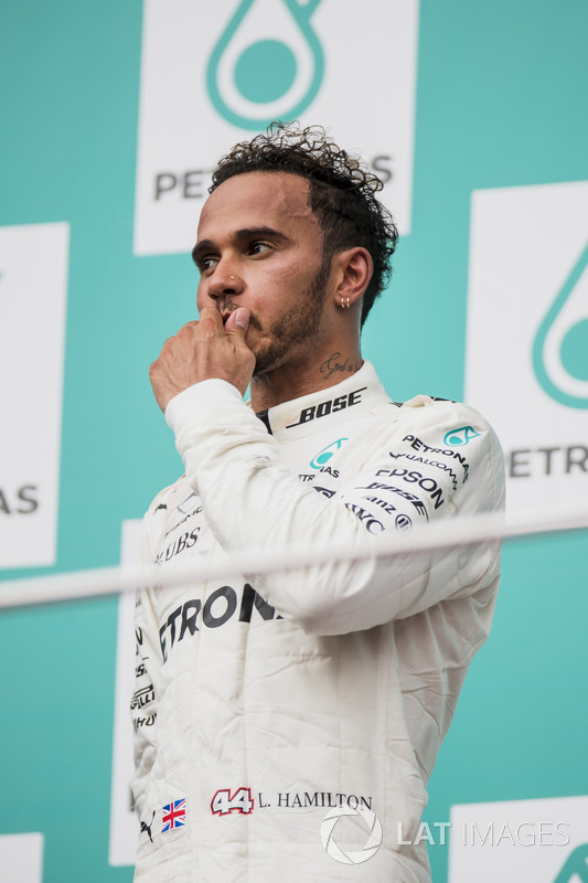 Second place Lewis Hamilton, Mercedes AMG F1, on the podium