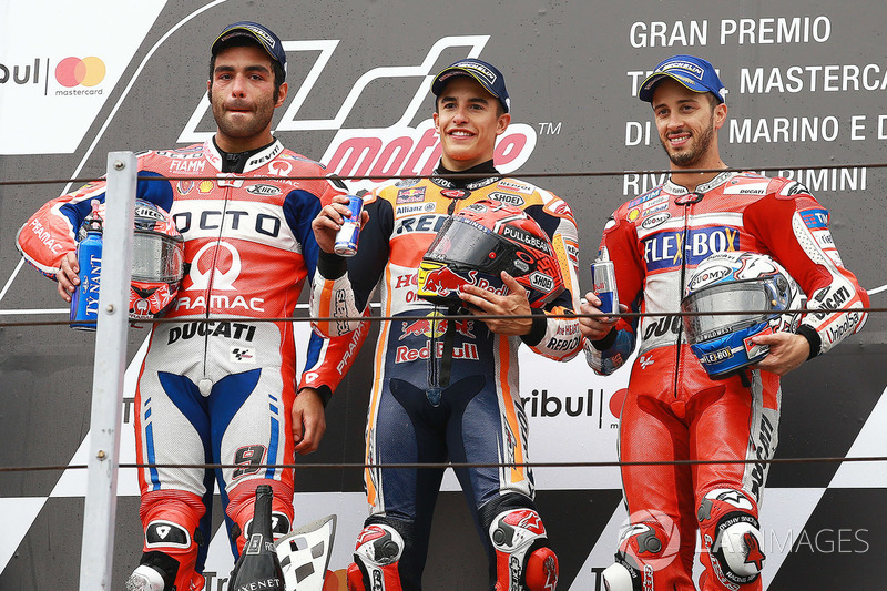 Podium: 1. Marc Marquez, 2. Danilo Petrucci, 3. Andrea Dovizioso 