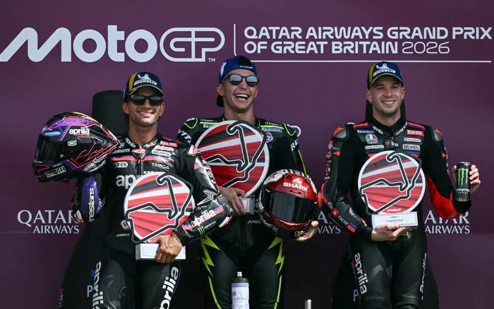 Raul Fernandez, Trackhouse Racing; Jorge Martin, Aprilia Racing Team; Marco Bezzecchi, Aprilia Racing