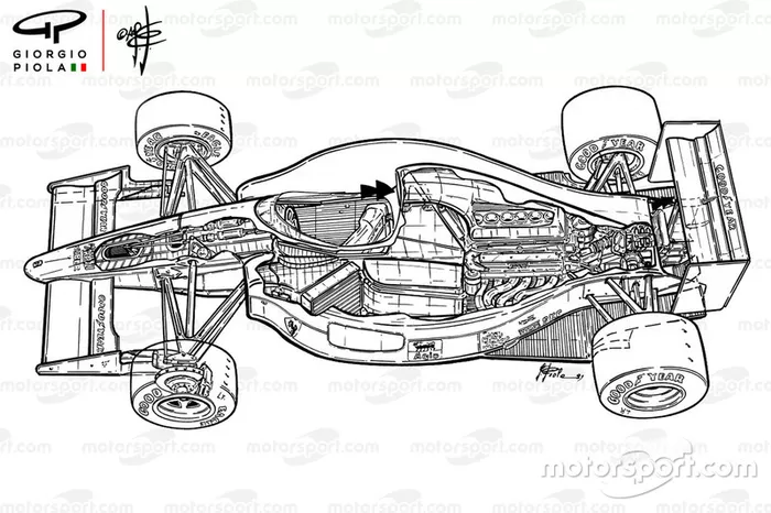 Ferrari F1-90 (641) cutaway drawing