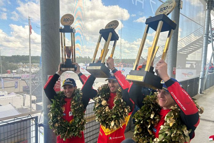 Ganadores de las 24 Horas de Le Mans 2023, Alessandro Pier Guidi, James Calado, Antonio Giovinazzi, AF Corse Ferrari 499P