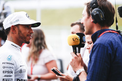 Lewis Hamilton, Mercedes AMG F1, is interviewed after Qualifying