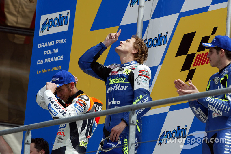 2003 : 1. Sete Gibernau, 2. Valentino Rossi, 3. Alex Barros