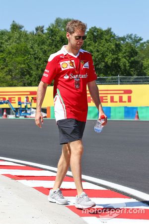 Sebastian Vettel, Ferrari walks the circuit