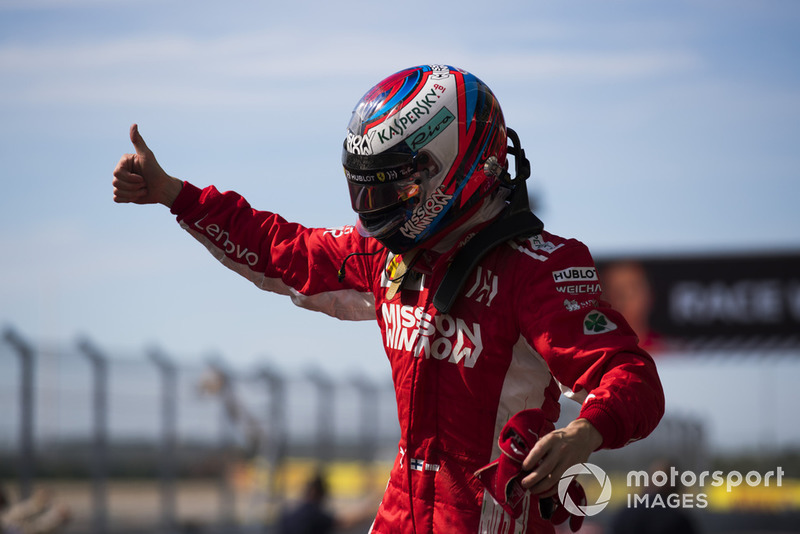 Kimi Raikkonen, Ferrari, 1st position, celebrates in Parc Ferme