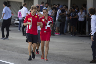 Sebastian Vettel, Ferrari with his PA Britta Roeske
