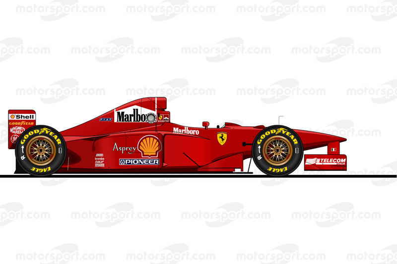 La Ferrari F310B pilotée par Michael Schumacher en 1997<br/> Reproduction interdite, exclusivité Motorsport.com. Utilisation commerciale ? <a href=