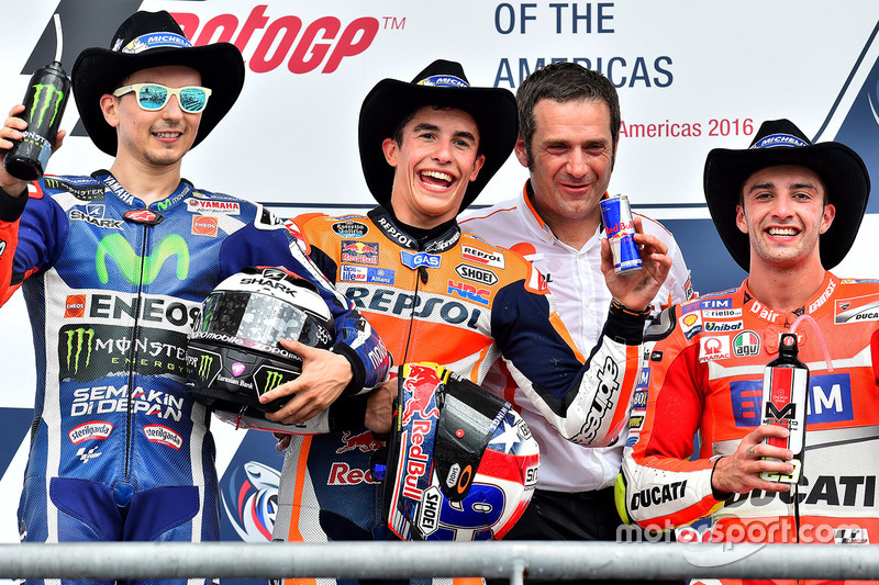 2016: 1. Marc Marquez, 2. Jorge Lorenzo, 3. Andrea Iannone